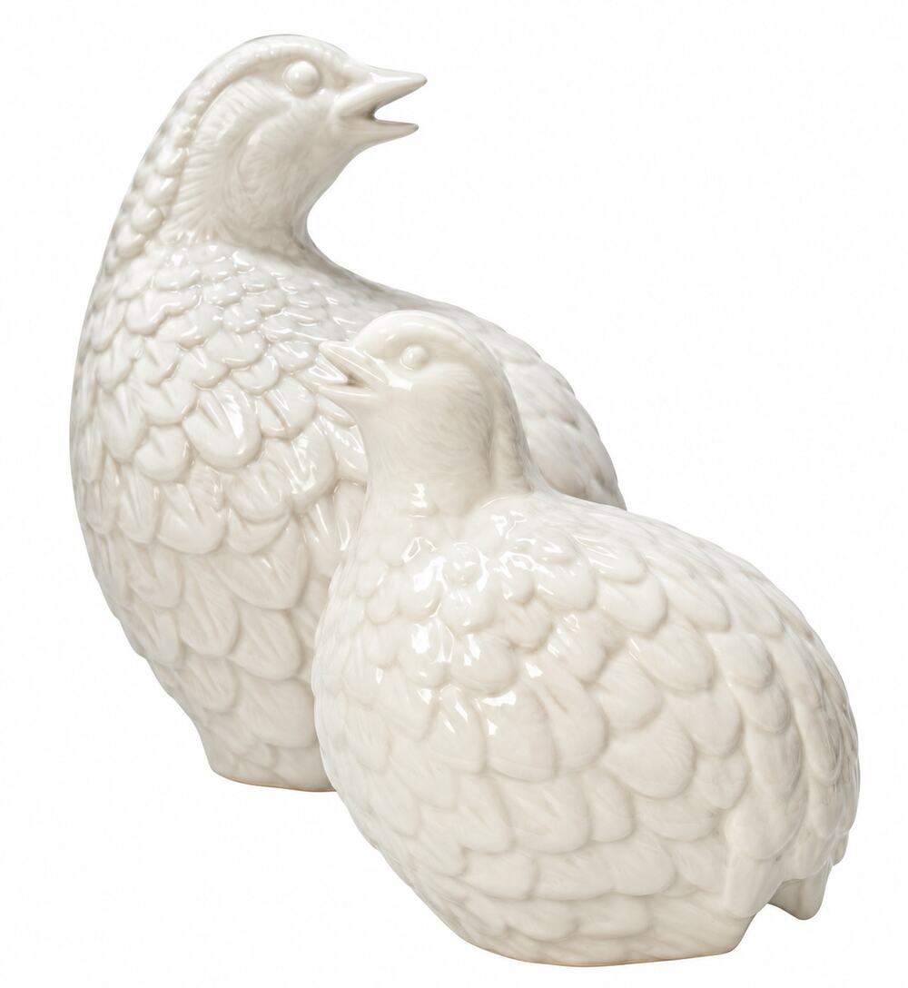 Vintage Homco White Porcelain Quail Figurines MCM Japan Set of 2 Ceramics Decor